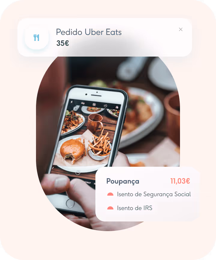 Pedido online - Uber Eats - Cartão de Alimentação Coverflex com isenção de Segurança Social e IRS