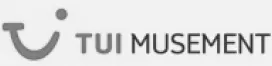 Logotipo da TUI, uma empresa de turismo e viagens, representado por um gráfico estilizado com cores azul e vermelho.