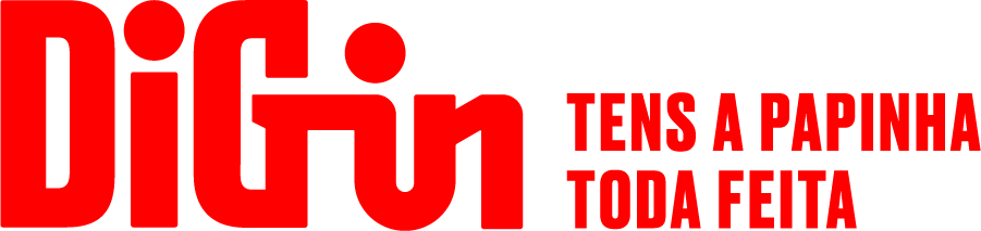 Logotipo da DIGIN em vermelho com o slogan TENS A PAPINHA TODA FEITA