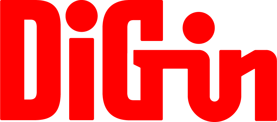 Logotipo da DIGIN em vermelho com o slogan TENS A PAPINHA TODA FEITA