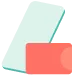 Icono de un teléfono móvil verde apoyado sobre una caja rectangular roja con una válvula blanca.